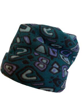Vintage Turtle Fur Fleece Ski Hat Green Purple Round Pulled Top Made In USA